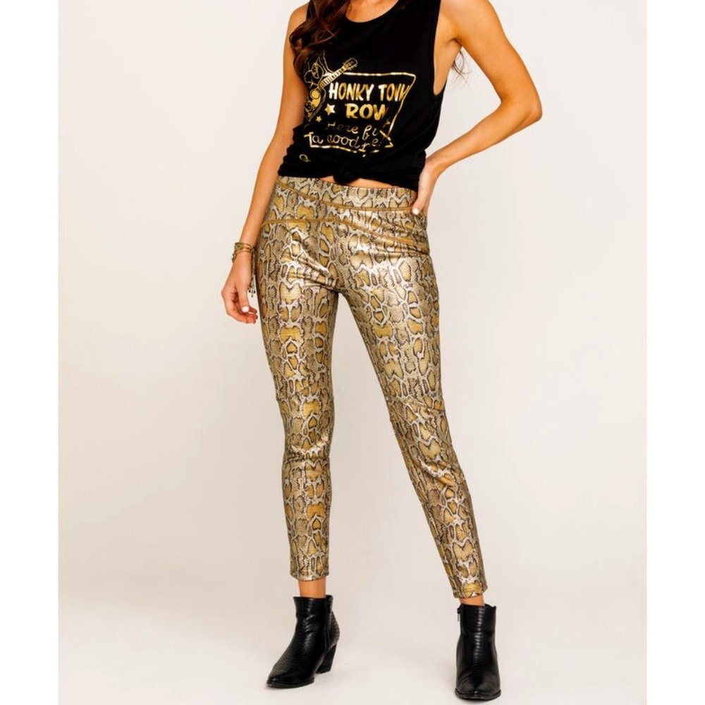 NWOT Free People gold snake pants